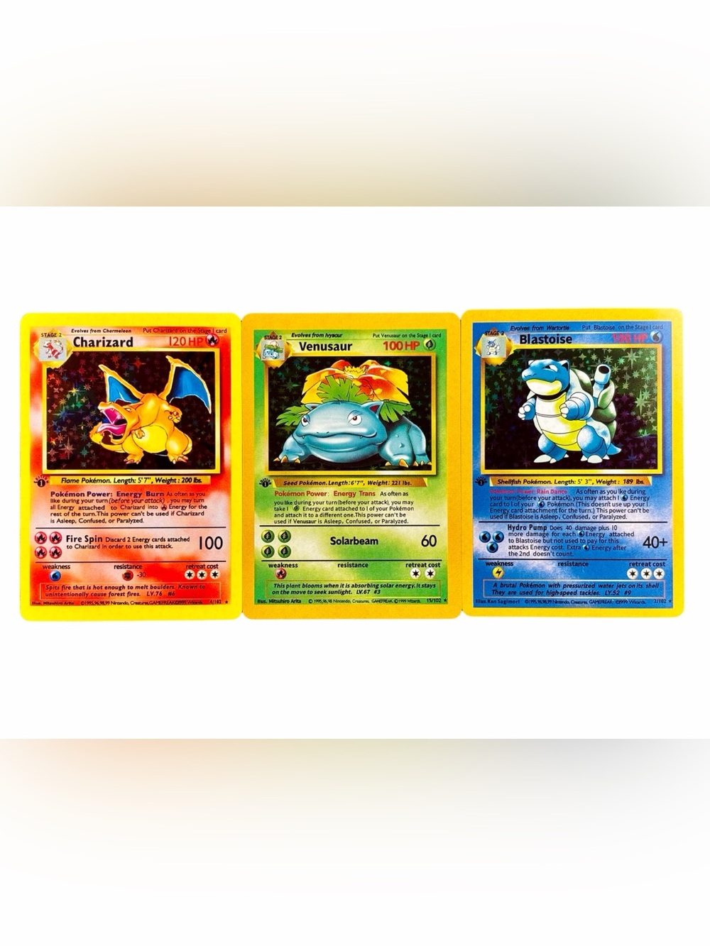 Pokémon Charizard, Venusaur, Blastoise Base Set 1st Custom made